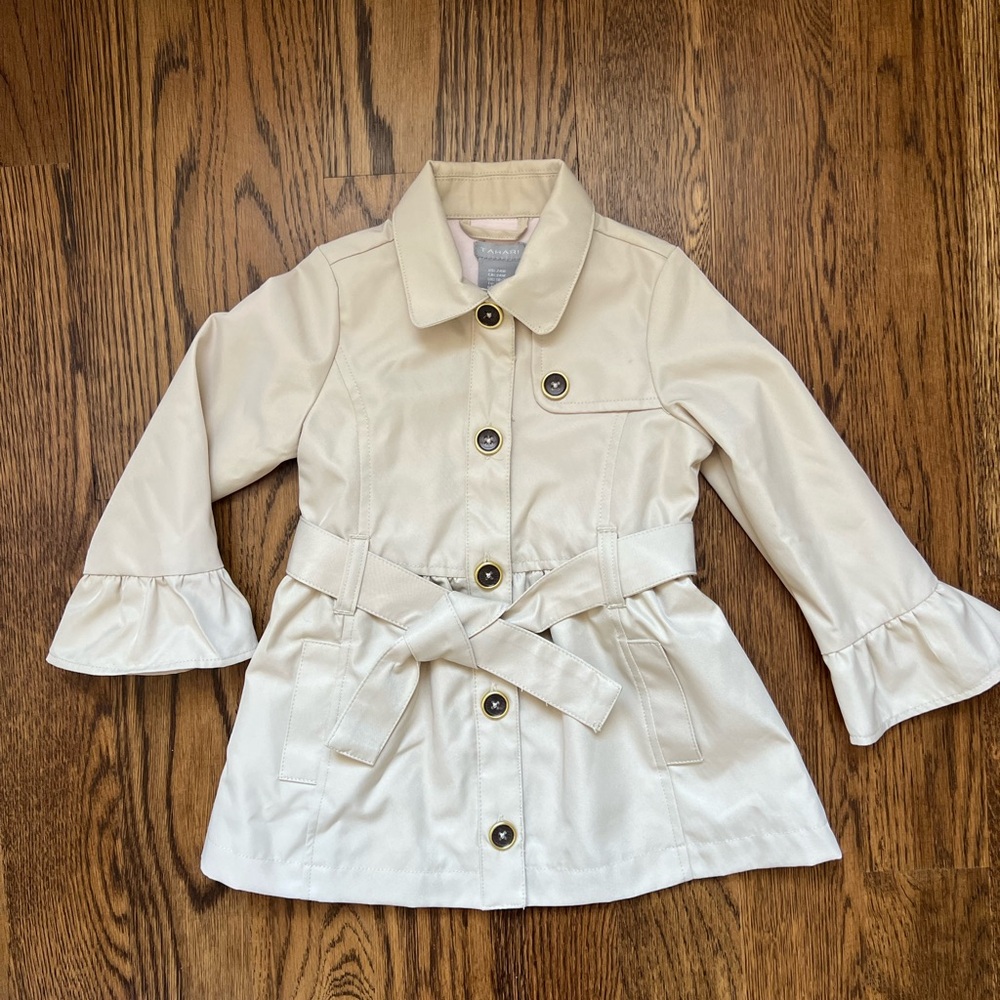 NWT Tahari Cream Kids Raincoat with Belt